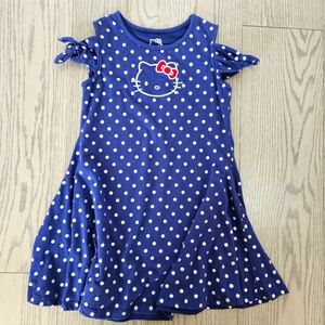 Girls Hello Kitty dress, navy blue with silver poka dots, size 6x